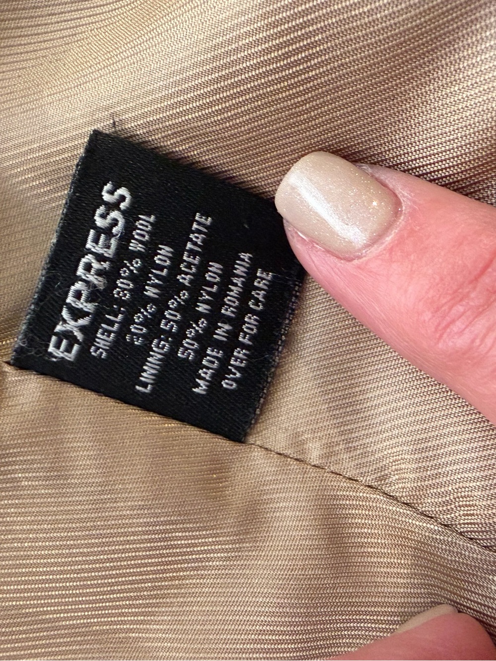 Express Wool Blend Camel Pea Coat Jacket Classic Academia - Picture 7 of 7
